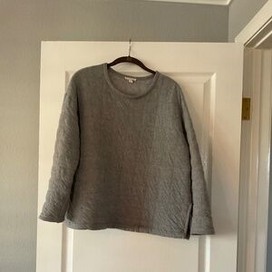 Eileen Fisher light grey “ square patterned quilted top, LP